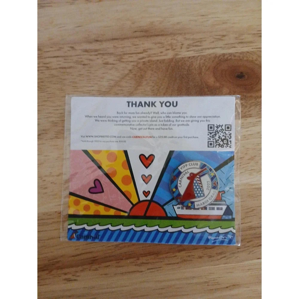 Carnival Mardi Gras 2022 VIFP Club Pin Britto CCL Whale Tail Lapel Pin Souvenir - Picture 3 of 4